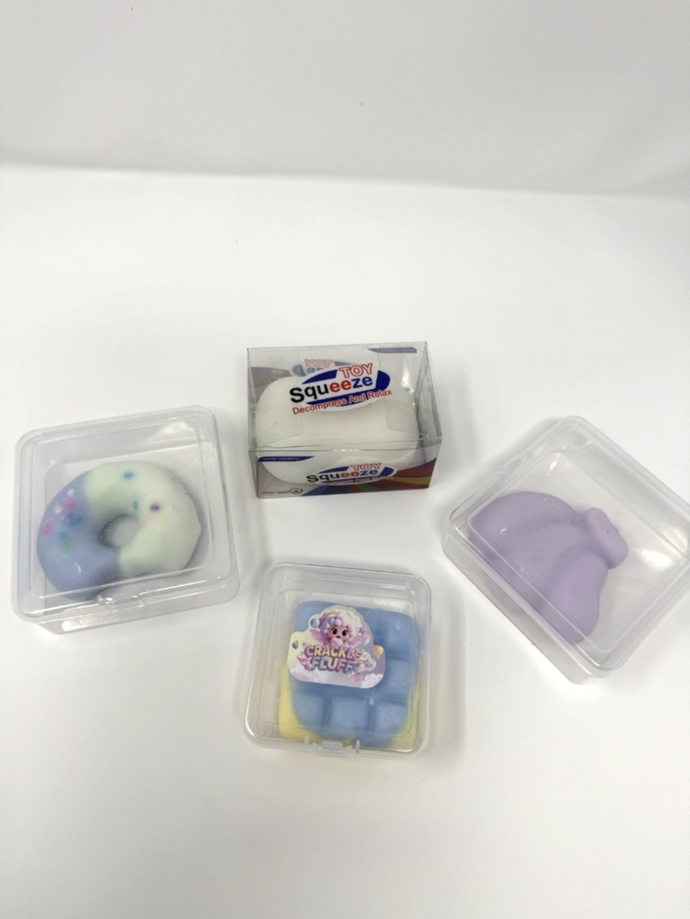 NEW Viral 4-Pack Wax-Crack Squishy Squeeze Bundle | Soap, Sonut, Square, Banana